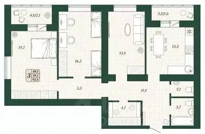 3-к кв. Самарская область, Волжский район, Смышляевка городское ...