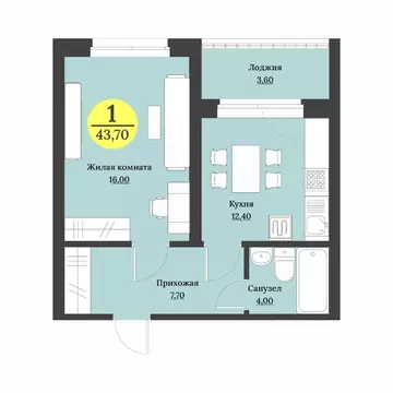 1-к кв. Ставропольский край, Ставрополь Лесная ул., 204 (43.7 м)