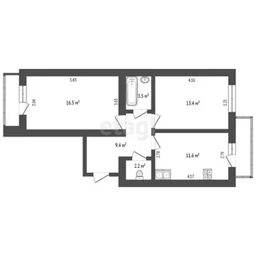 3-комнатная квартира: Ярославль, Республиканская улица, 33Б (72 м)