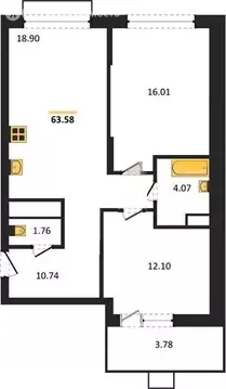 2-комнатная квартира: Пенза, улица 65-летия Победы, 14 (65.46 м)
