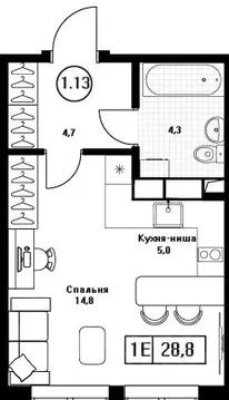 Студия Московская область, Пушкино Пушкино Град жилой комплекс, к2 ...