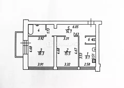 2-комнатная квартира: Вологда, улица Гагарина, 1Б (63.4 м)