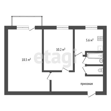 2-комнатная квартира: Батайск, Октябрьская улица, 151 (44 м)