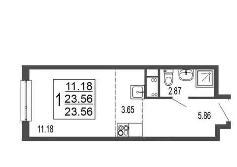 Квартира-студия: Лыткарино, 6-й микрорайон, 15Д (23.56 м)