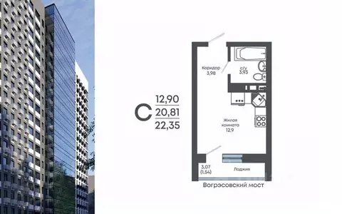 Студия Воронежская область, Воронеж Нижняя ул., 32 (22.35 м)
