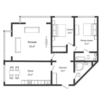3-комнатная квартира: Махачкала, улица Пушкина, 62 (150 м)