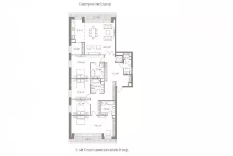 5-комнатная квартира: Москва, улица Большая Полянка, 44 (213 м)