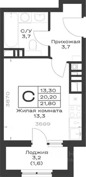 Студия Краснодарский край, Гулькевичи Экосфера жилой комплекс (21.8 м)