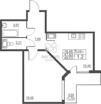 2-к кв. Санкт-Петербург пос. Шушары, Московское ш., 262к1 (49.53 м)
