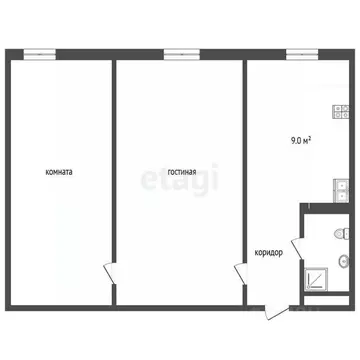 2-к кв. Тюменская область, Тюмень ул. 50 лет Октября, 62а (46.9 м)