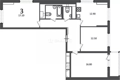 3-к кв. Москва Кусковская ул., 12/1 (76.7 м)