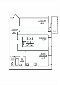 2-к кв. Самарская область, Самара ул. Стара-Загора, 249А (65.14 м)