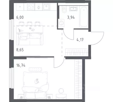 1-к кв. Башкортостан, Уфа ул. Минигали Губайдуллина, 8к9 (39.5 м)