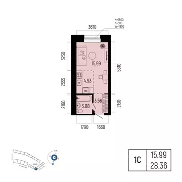 1-к кв. Башкортостан, Уфа Глумилино-1 мкр, Новатор жилой комплекс ...