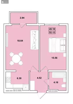 2-к кв. Иркутская область, Иркутск Ново-Ленино мкр,  (52.12 м)