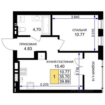 1-к кв. Калининградская область, Гурьевск Включи жилой комплекс (40.2 ...
