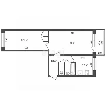2-к кв. Пермский край, Пермь Чердынская ул., 26 (43.6 м)