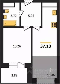 1-к кв. Воронежская область, Воронеж Транспортная ул., 58 (37.1 м)