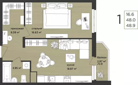 1-к кв. Нижегородская область, Нижний Новгород д. Афонино, ул. ...