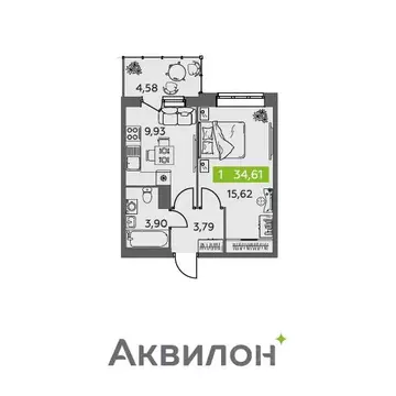 1-к кв. Архангельская область, Северодвинск Аквилонлайн жилой комплекс ...