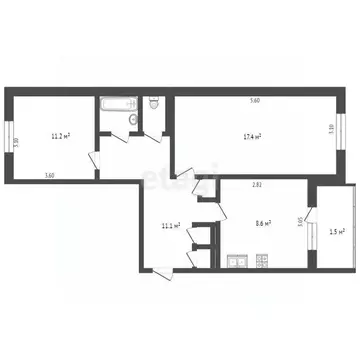 2-к кв. Псковская область, Псков Печорская ул., 5А (53.3 м)