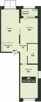 2-к кв. Новосибирская область, Новосибирск Гренландия жилой комплекс ...