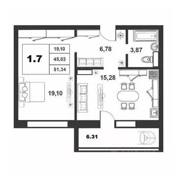 1-к кв. Новгородская область, Великий Новгород ул. Якова Павлова, 15 ...