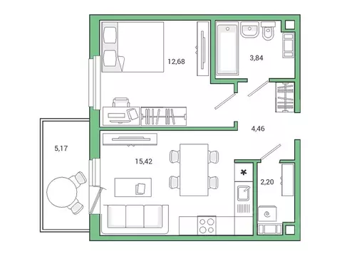 1-к кв. Ленинградская область, Гатчина ул. Чехова, 39к1 (39.7 м)