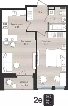 2-к кв. Пермский край, Пермь ул. Космонавта Беляева, 210 (45.6 м)