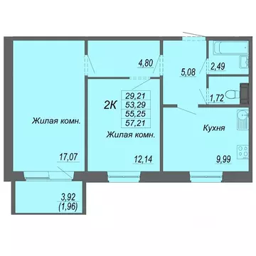 2-к кв. Хабаровский край, Хабаровск Южный мкр, ул. Рокоссовского ...