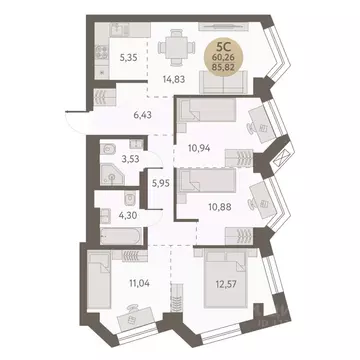 5-к кв. Новосибирская область, Новосибирск Урбан Пикс жилой комплекс ...