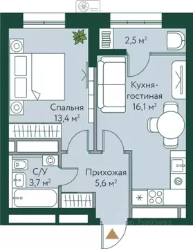 1-к кв. Волгоградская область, Волгоград Новосибирская ул., 74 (41.3 ...