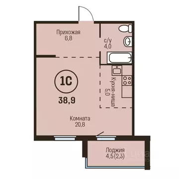 1-к кв. Алтайский край, Барнаул  (38.9 м)