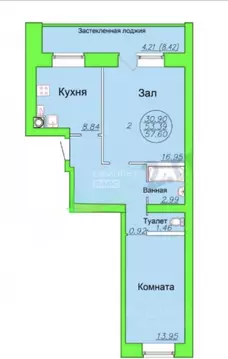 2-к кв. Марий Эл, Йошкар-Ола ул. Йывана Кырли, 31 (58.0 м)