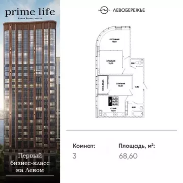 3-к кв. Ростовская область, Ростов-на-Дону Левобережная ул., 6/1с3 ...