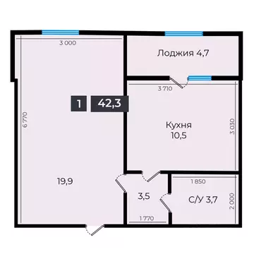 1-к кв. Ставропольский край, Ставрополь ул. Южный обход, 53В (42.3 м)