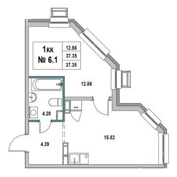 1-к кв. Ленинградская область, Выборг ул. 2-я Южная, 4 (37.35 м)