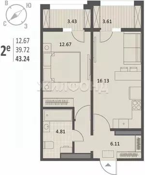 1-к кв. Воронежская область, Воронеж Краснознаменная ул., 72 (43.2 м)