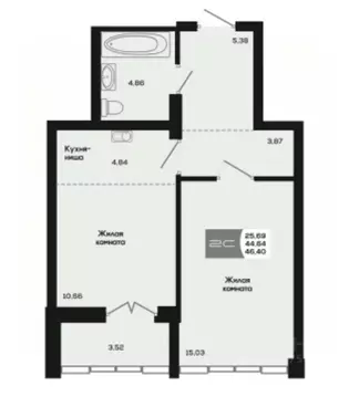 2-к кв. Новосибирская область, Новосибирск ул. Титова, 48 (44.64 м)