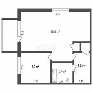 1-комнатная квартира: Кемерово, улица 40 лет Октября, 25 (31.8 м)