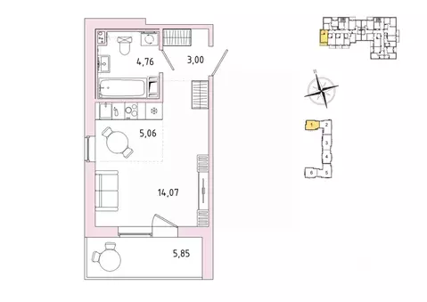 1-к кв. Ленинградская область, Гатчина Въезд мкр,  (29.82 м)