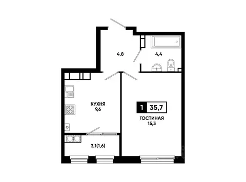 1-к кв. Ставропольский край, Ставрополь ул. Доваторцев, 179Гк1 (35.7 ...