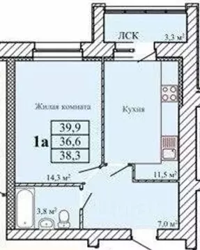 1-к кв. Тамбовская область, Тамбов ул. Имени Павла Строганова, 3 (39.9 ...
