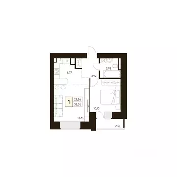 1-к кв. Башкортостан, Уфа ул. Жуковского, 19А (38.36 м)