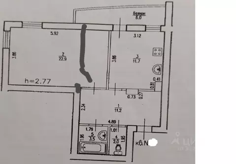 2-к кв. Башкортостан, Уфа ул. Георгия Мушникова, 15/1 (53.0 м)