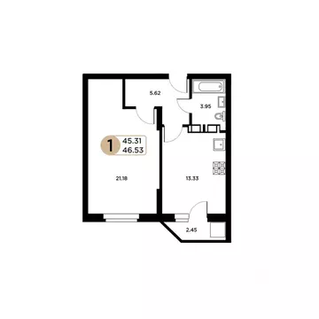 1-к кв. Самарская область, Самара Московское шоссе, 18-й км, 55 (45.31 ...