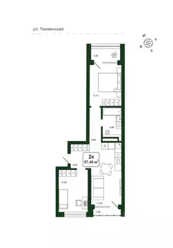 2-к кв. Тюменская область, Тюменский район, д. Дударева Родина-2 жилой ...