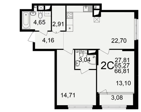 2-к кв. Рязанская область, Рязань ул. Ленинского Комсомола (65.27 м)