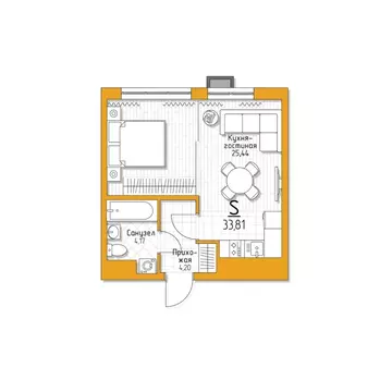 1-к кв. Тульская область, Тула городской округ, пос. Молодежный 1 ...