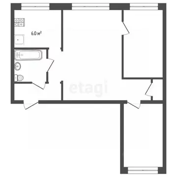 3-к кв. Тюменская область, Тюмень ул. Бирюзова, 12 (53.9 м)